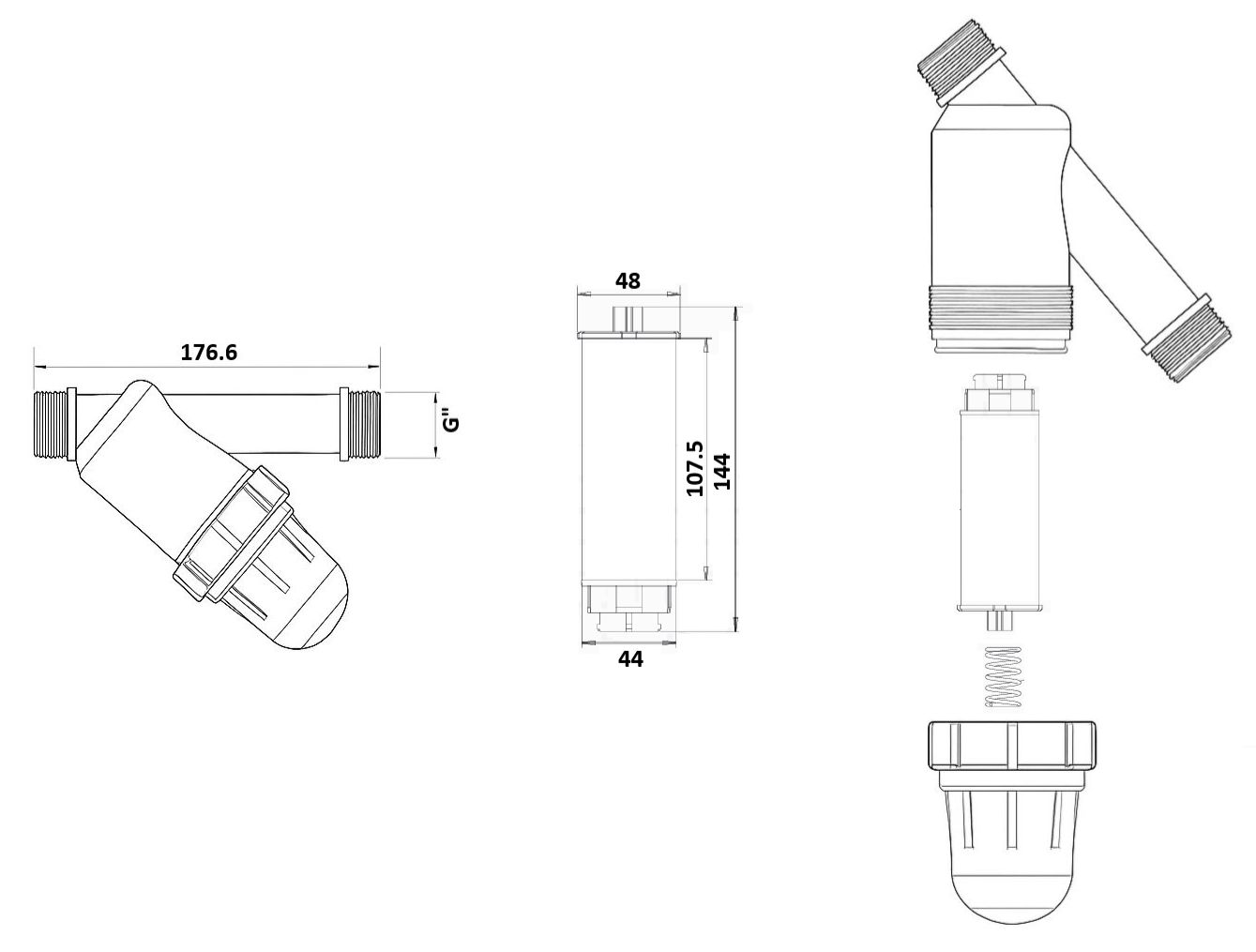 Palaplast 3383 3/4" or 1" 120 Mesh disc filter, 6 Atm – dimensions and technical specifications